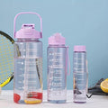 Plastic Set Of 3 Transparent Water Bottle 2000ML, 900ML, 300ML With Motivational Time Marker, Leakproof Durable Sipper Water Bottle For Office, School, Gym (Multicolor)