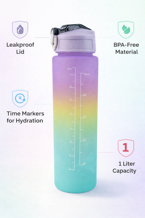 Motivational spotex Water Bottle Rainbow Color 1000 ml