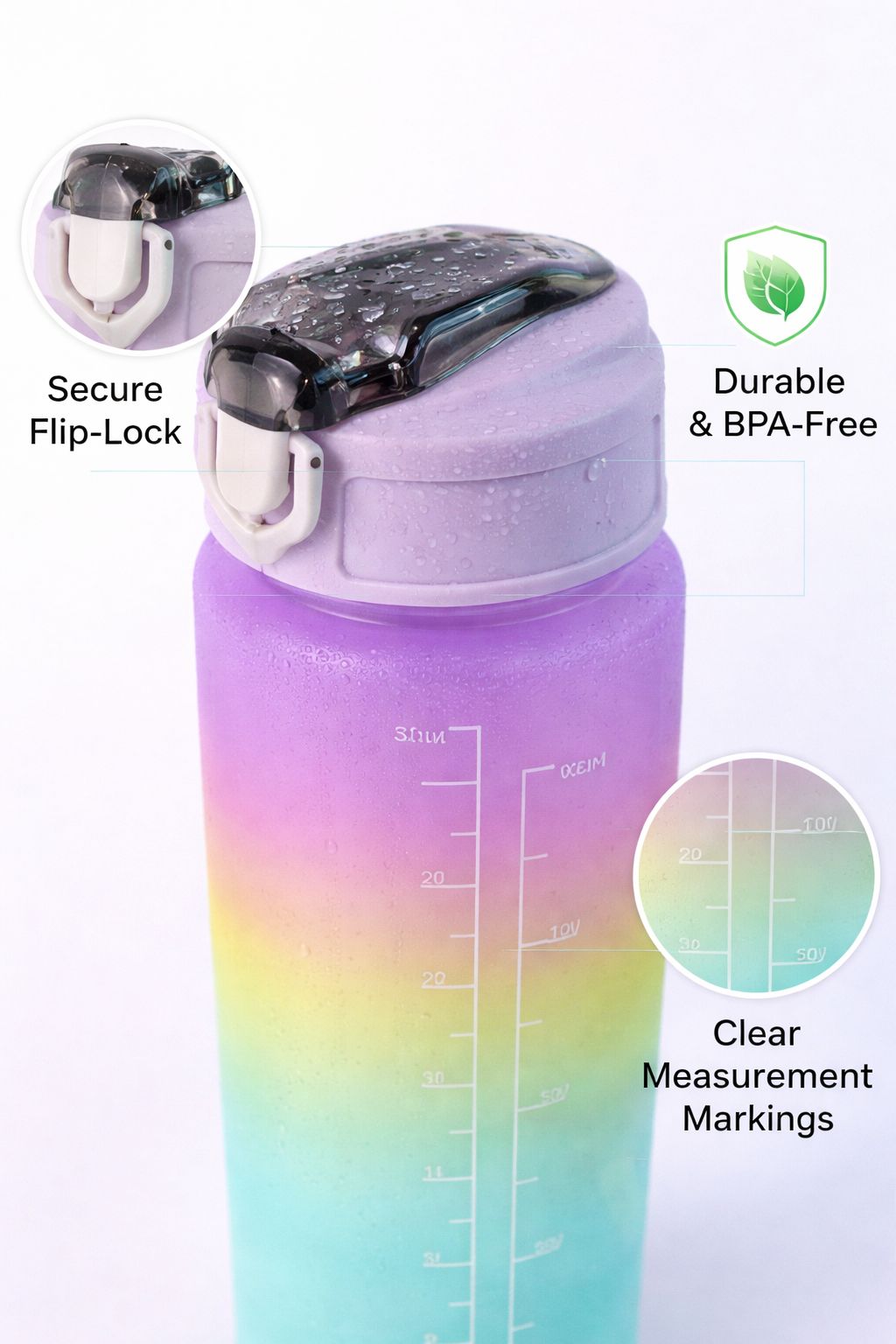 Motivational spotex Water Bottle Rainbow Color 1000 ml